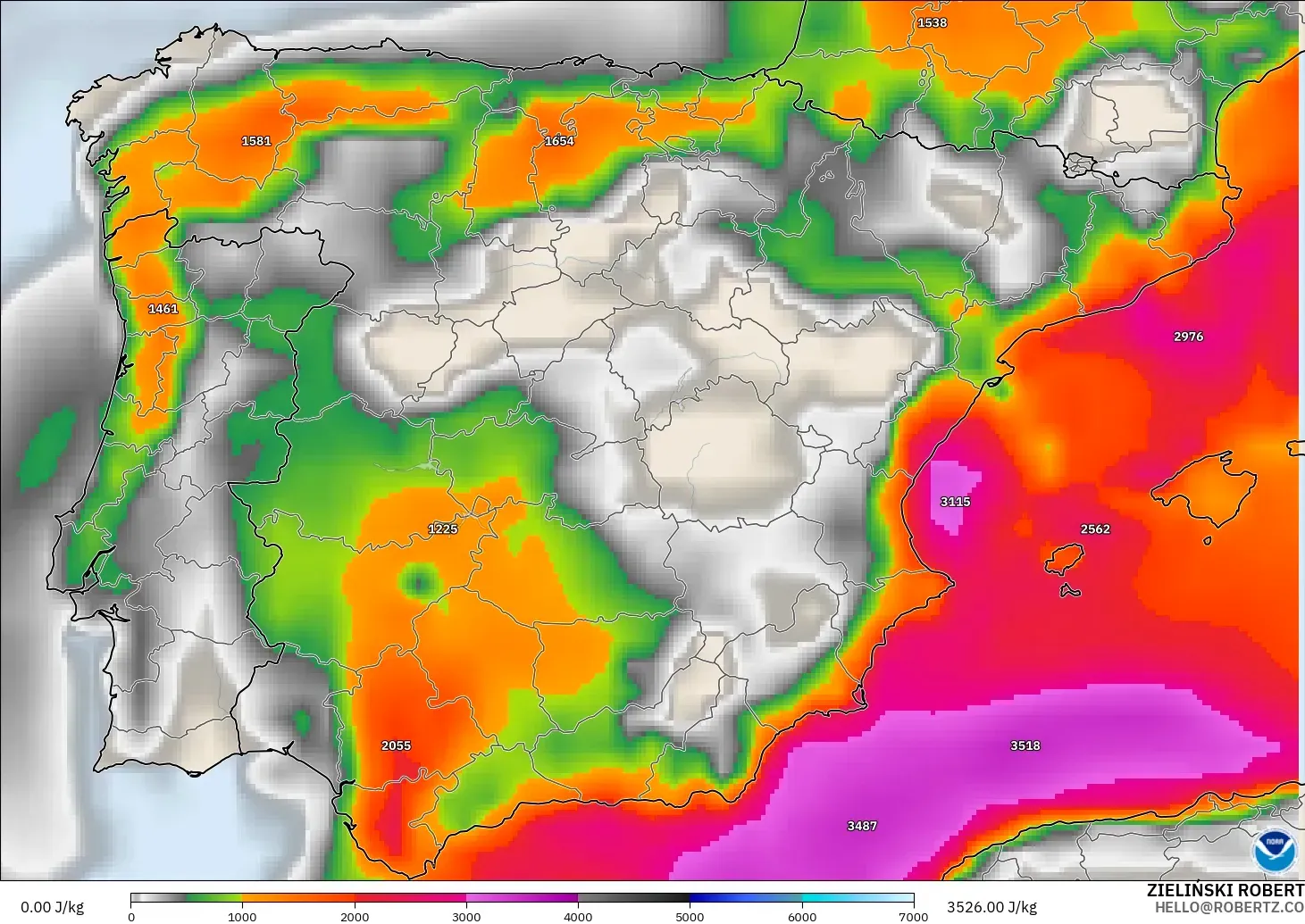 GFS modelo - España, CAPE