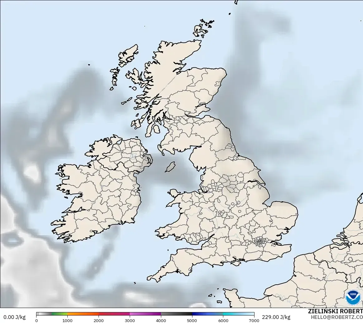 GFS modelo - Reino Unido, CAPE