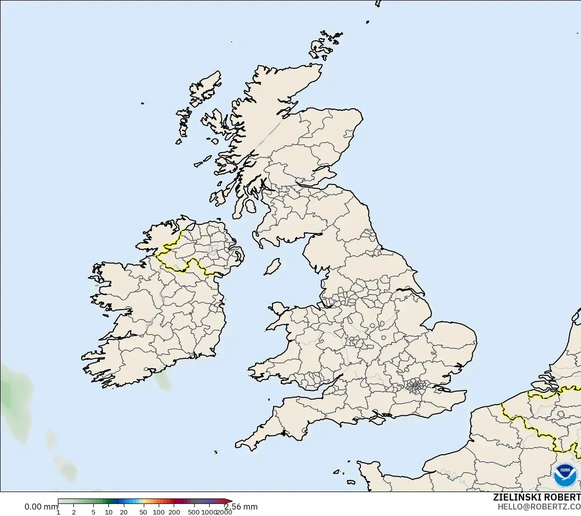 GFS modelo - Reino Unido, Acumulación de precipitación