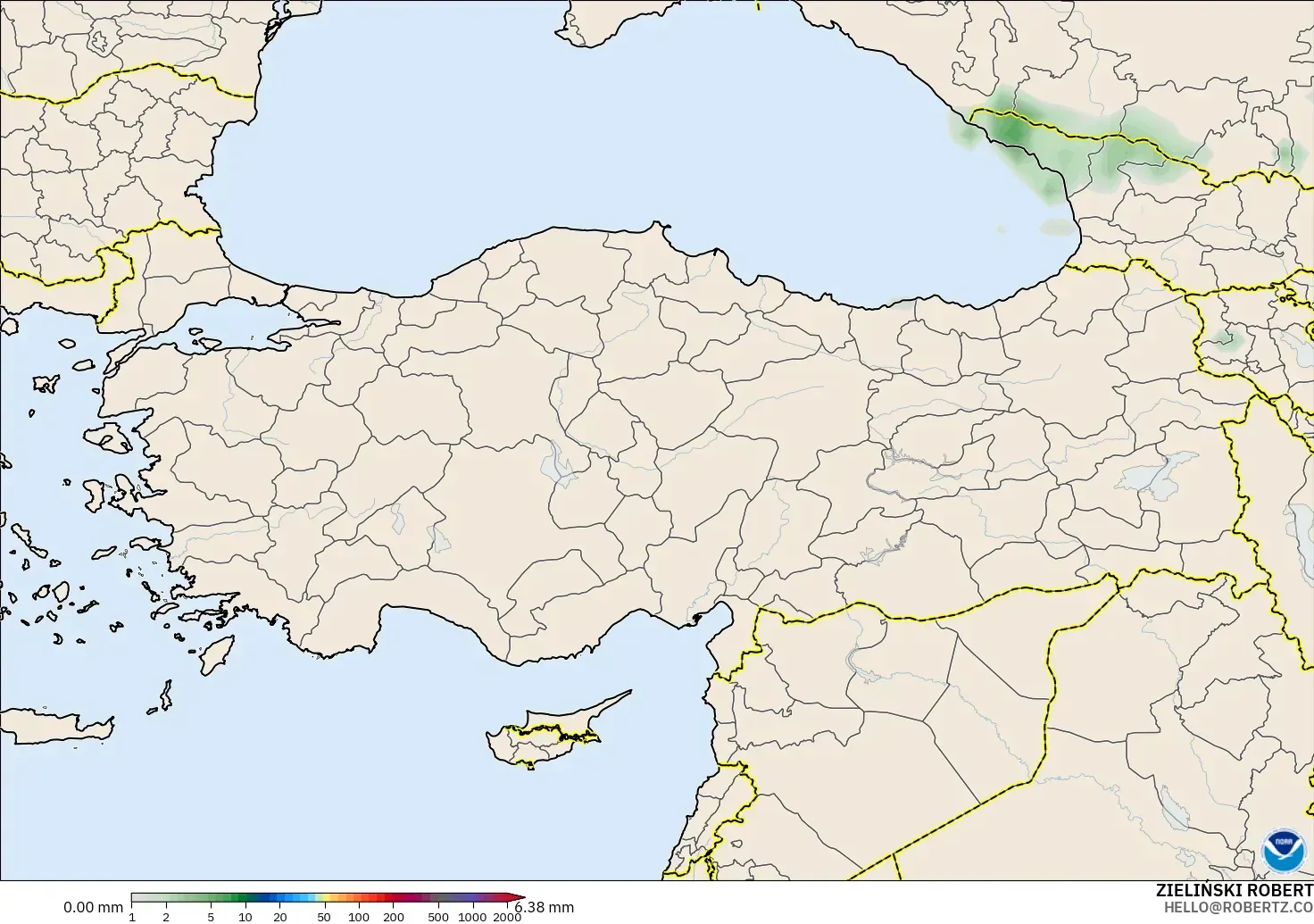 GFS modelo - Turquía, Acumulación de precipitación