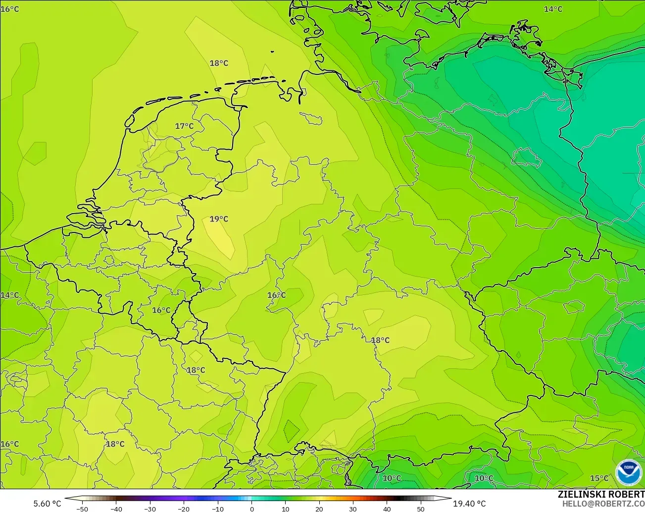 GFS modelo - Alemania, Punto de rocío a 2 m
