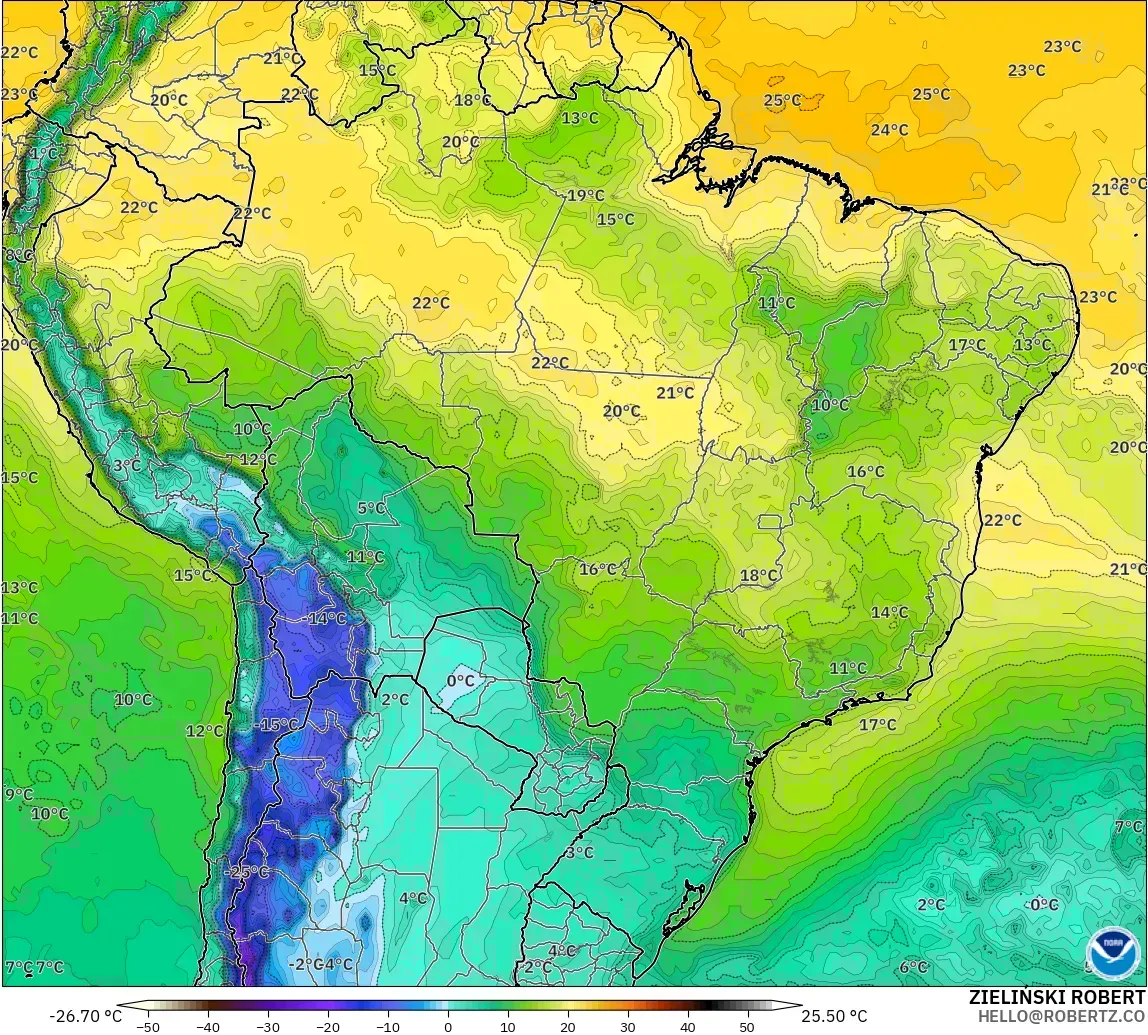 GFS modelo - Brasil, Punto de rocío a 2 m