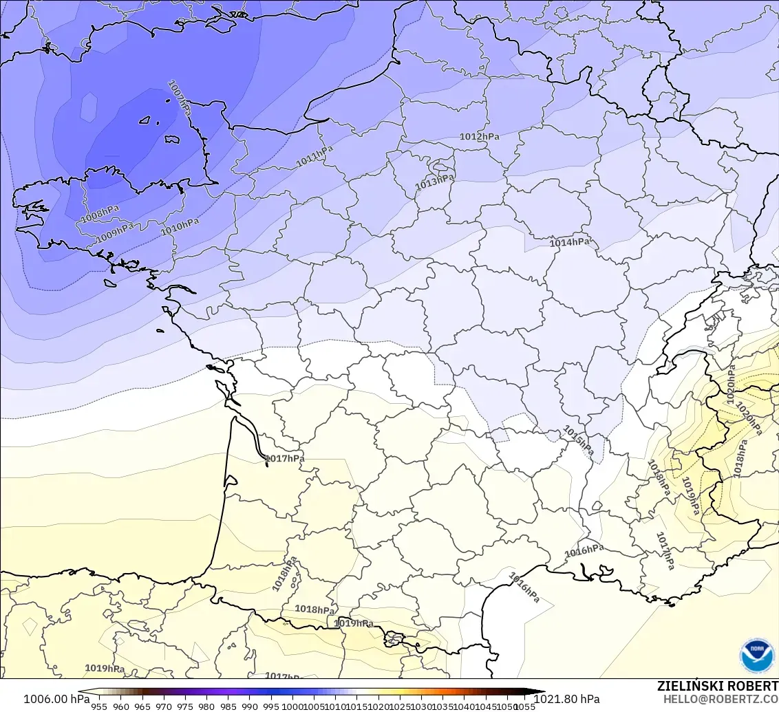 GFS modelo - Francia, Presión