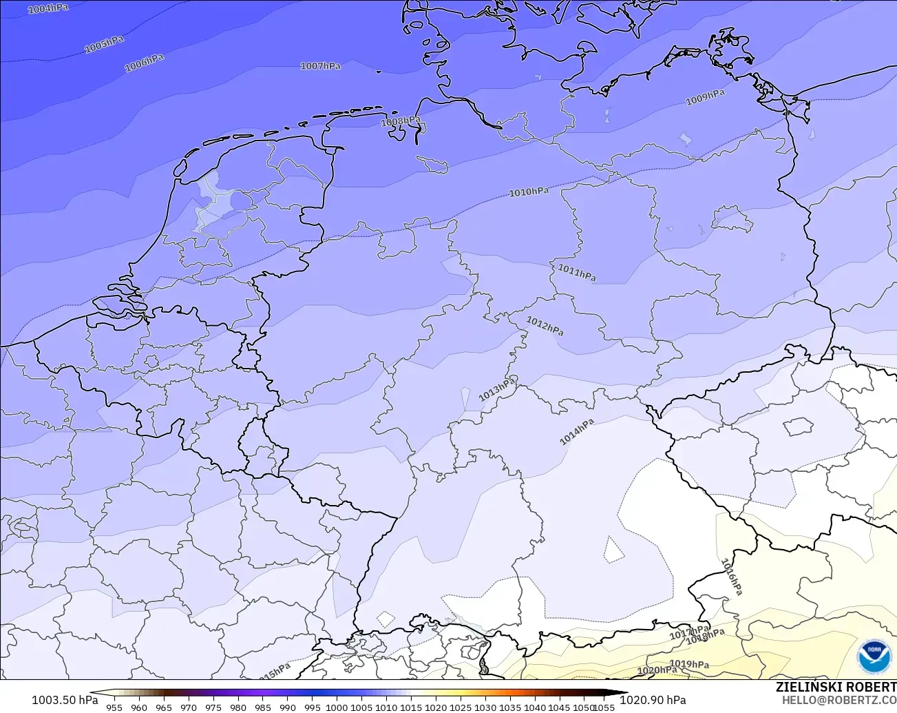 GFS modelo - Alemania, Presión