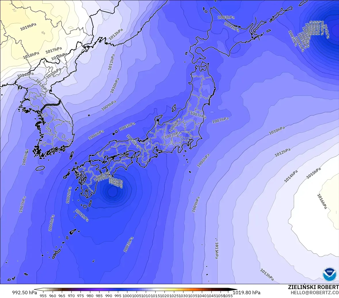 GFS modelo - Japón, Presión