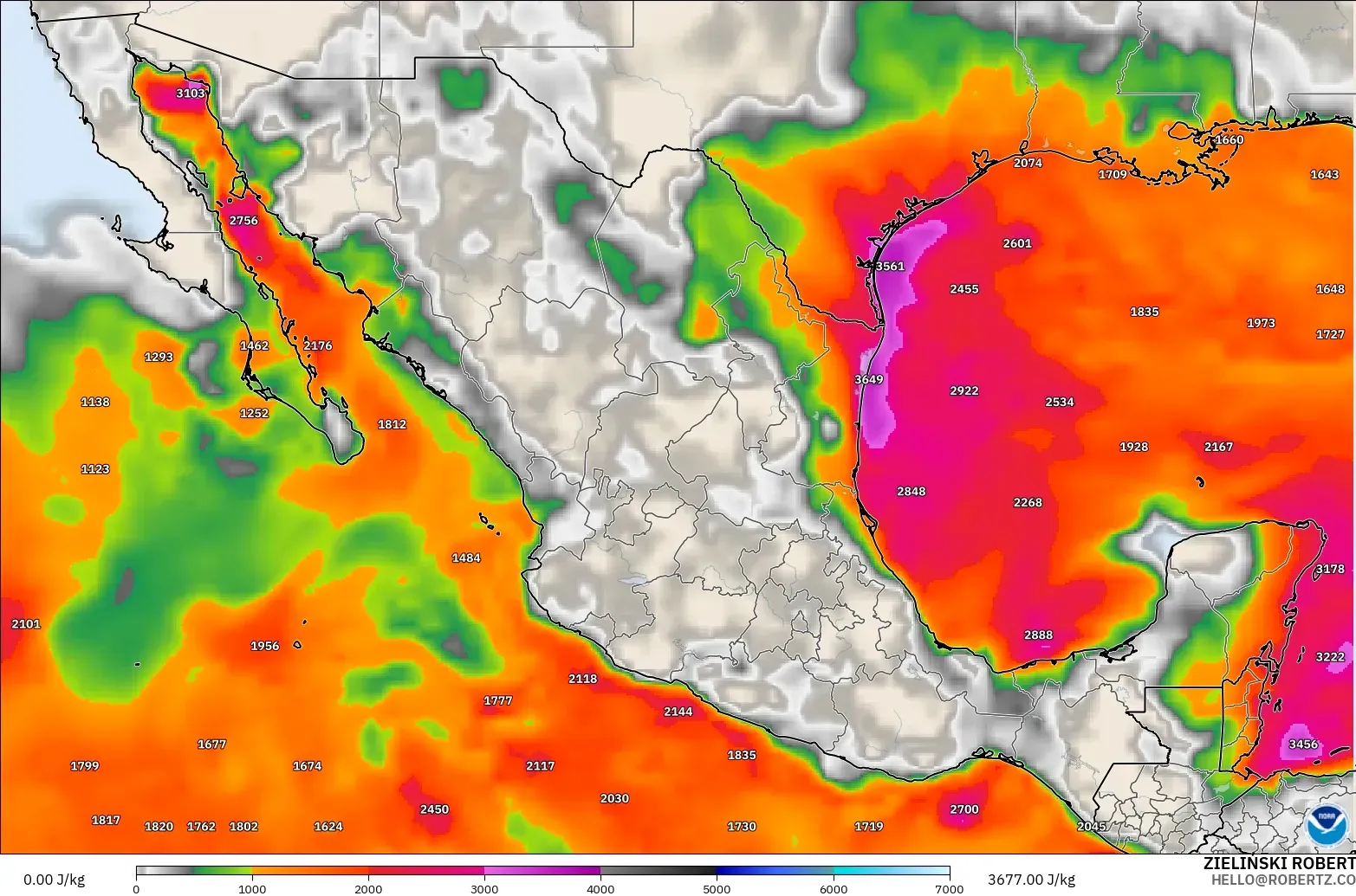 GFS modelo - México, CAPE