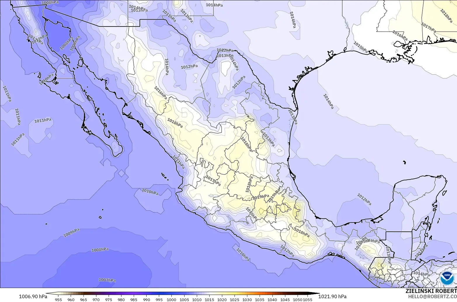 GFS modelo - México, Presión