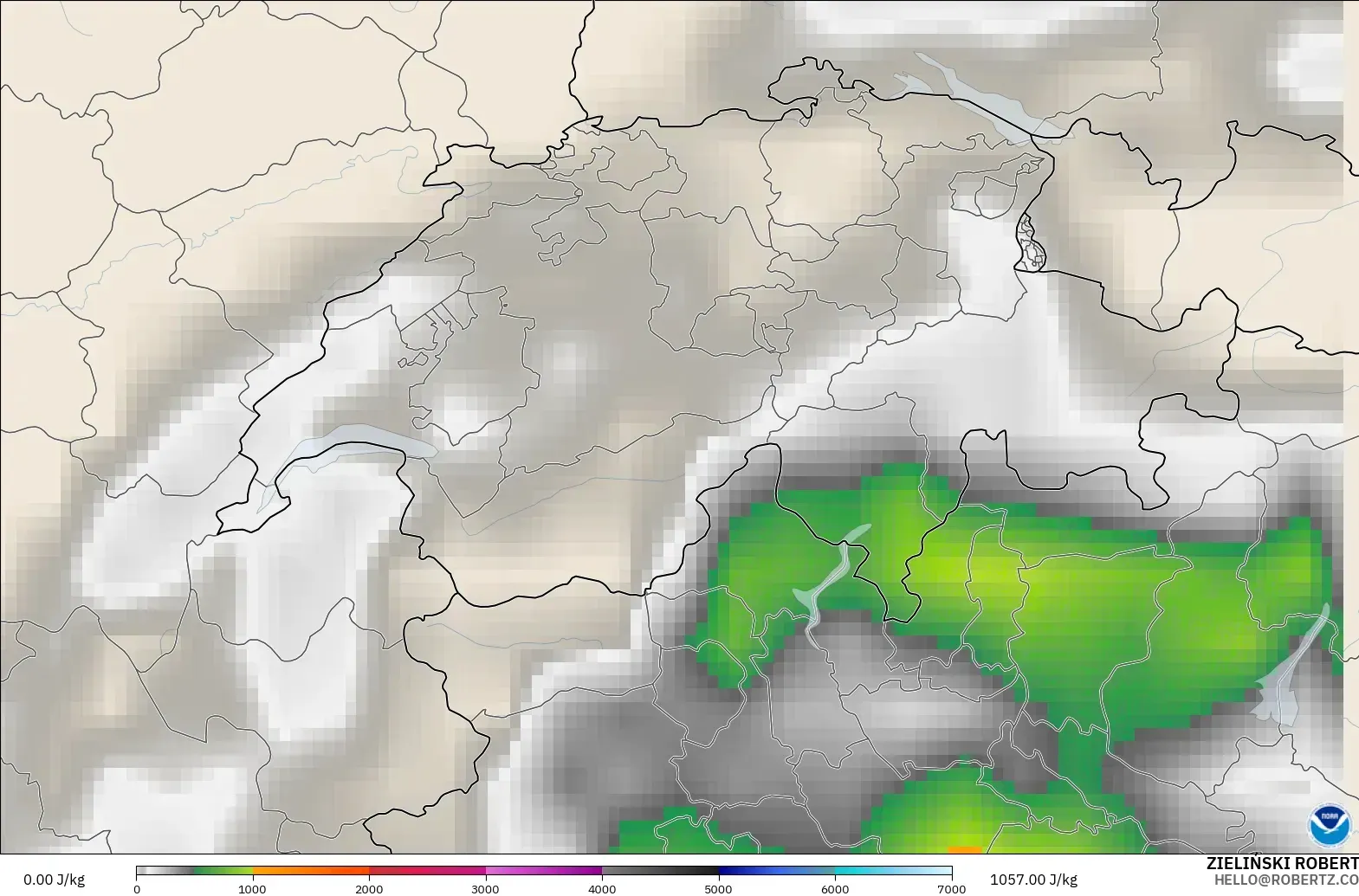 GFS modelo - Suiza, CAPE