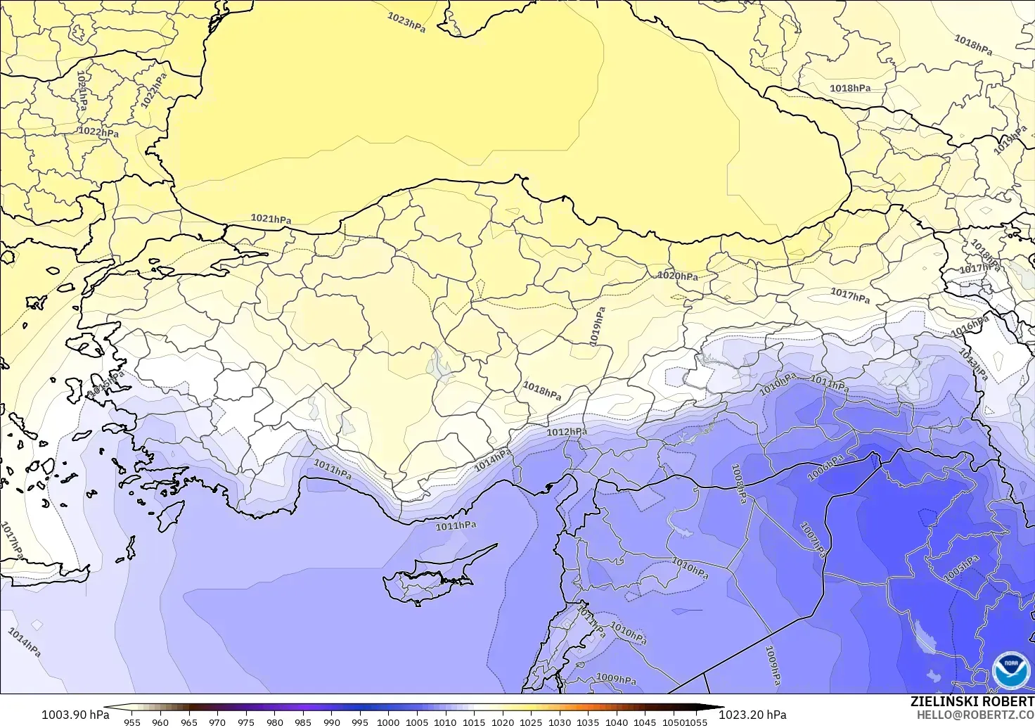 GFS modelo - Turquía, Presión