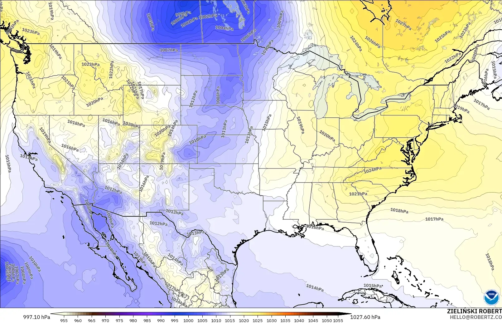 GFS modelo - Estados Unidos, Presión