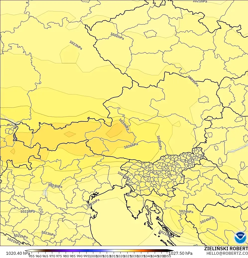 GFS modelo - Austria, Presión