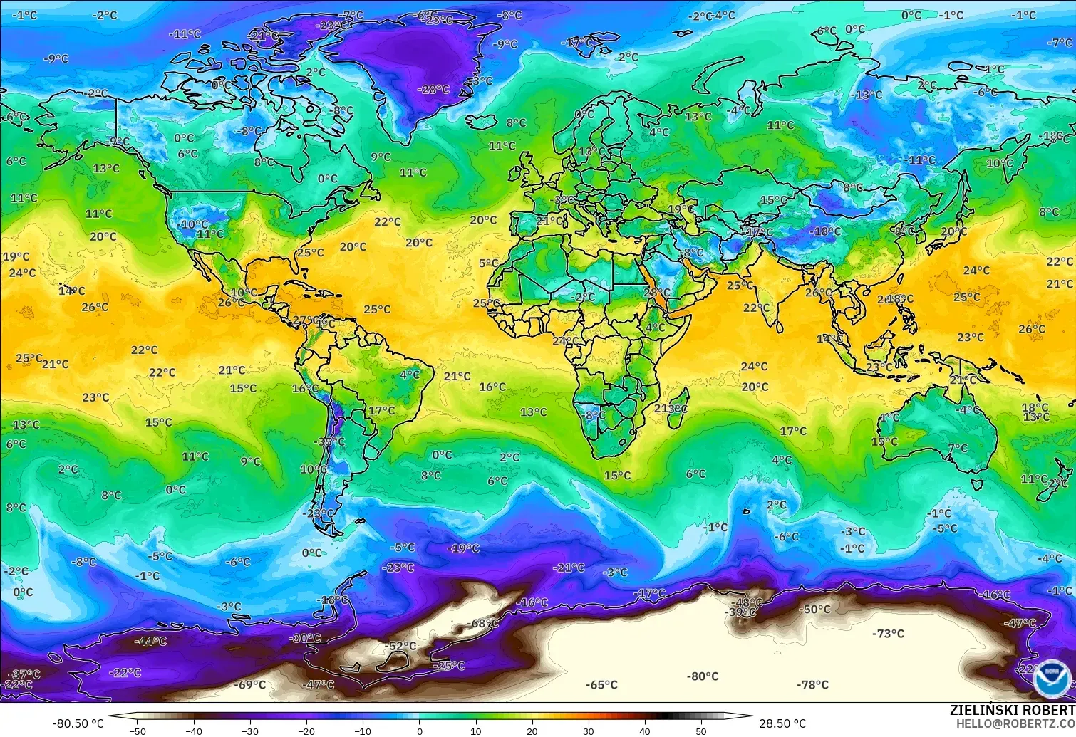GFS modelo - Mundo, Punto de rocío a 2 m