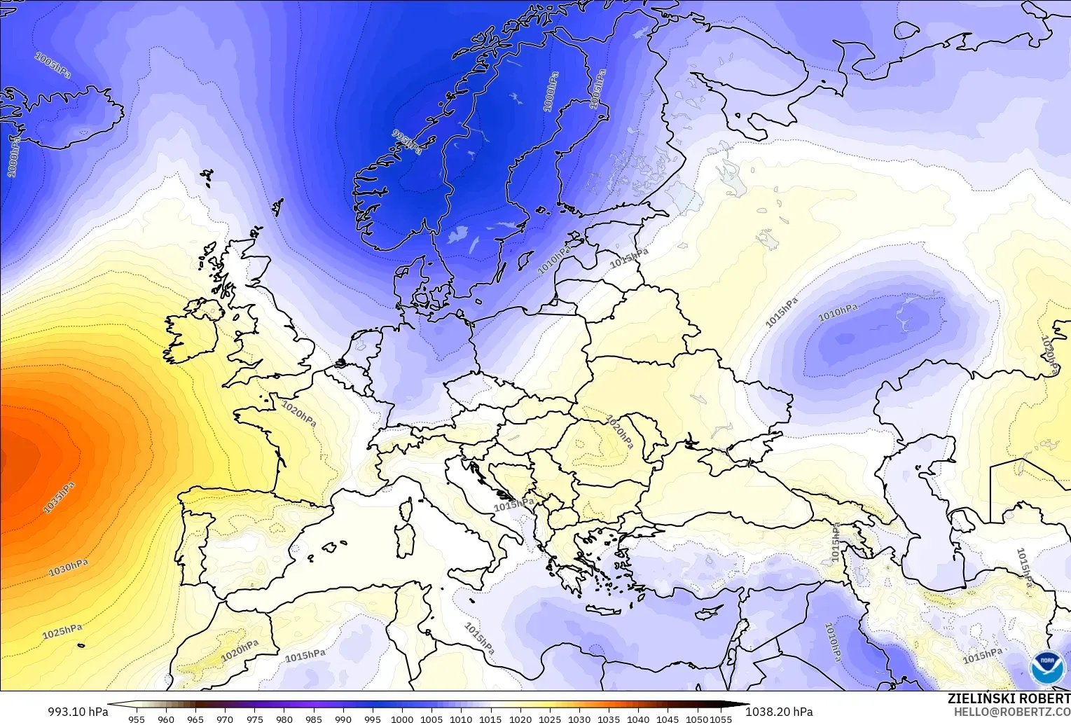 GFS modelo - Europa, Presión