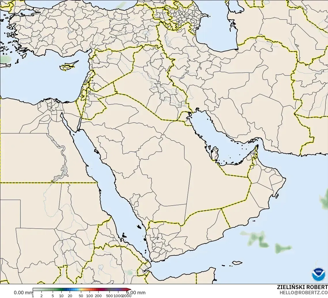 GFS modelo - Oriente Medio, Acumulación de precipitación