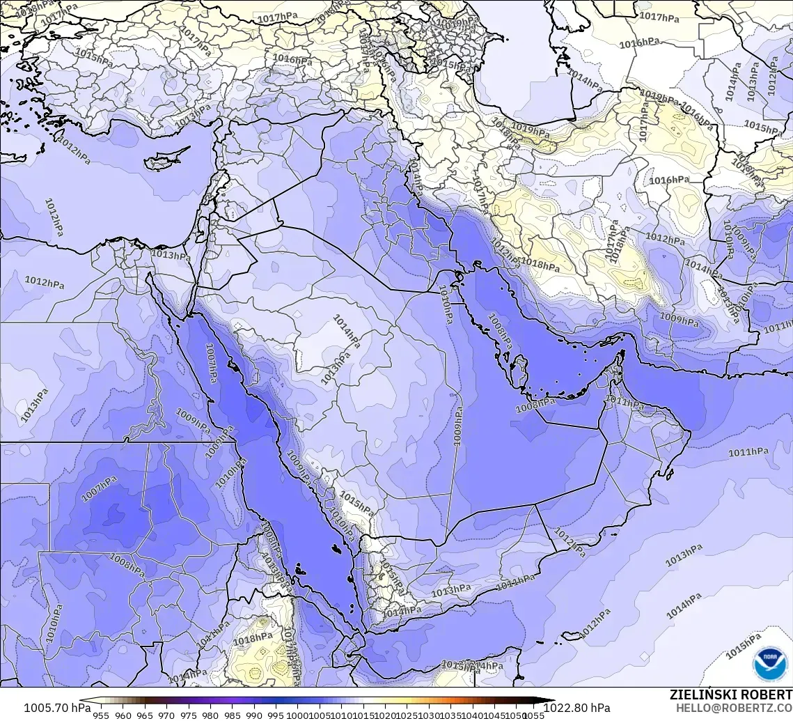 GFS modelo - Oriente Medio, Presión