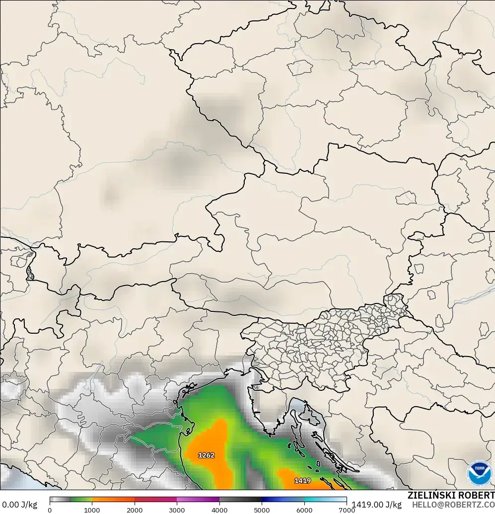 GFS modelo - Austria, CAPE