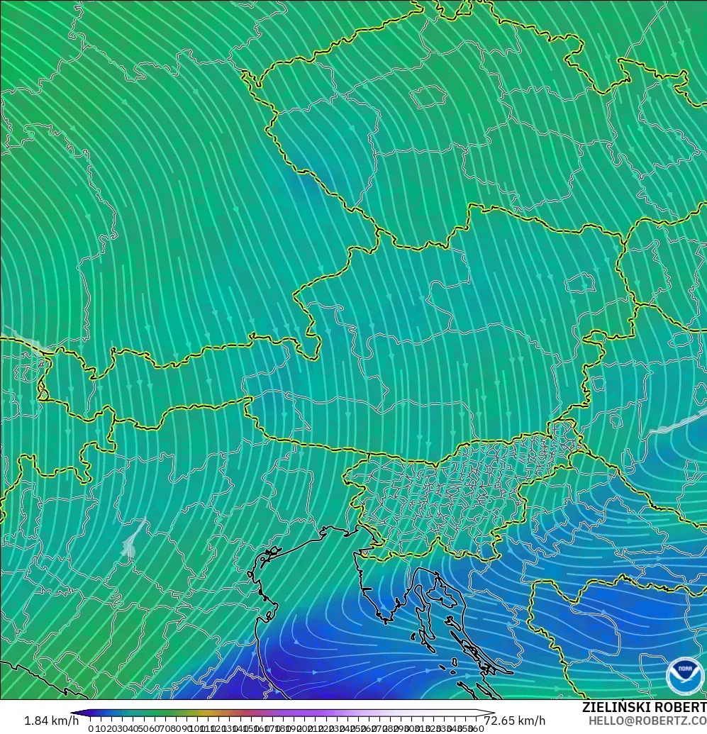 GFS modelo - Austria, Viento a 300 hPa (corriente en chorro)