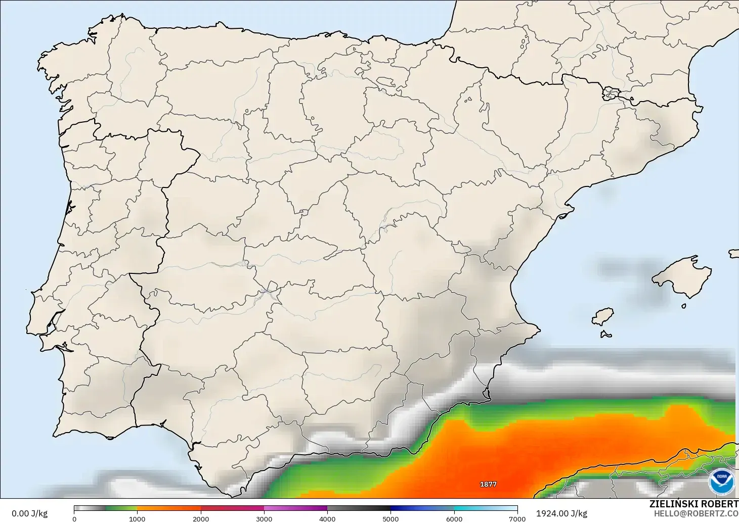 GFS modelo - España, CAPE