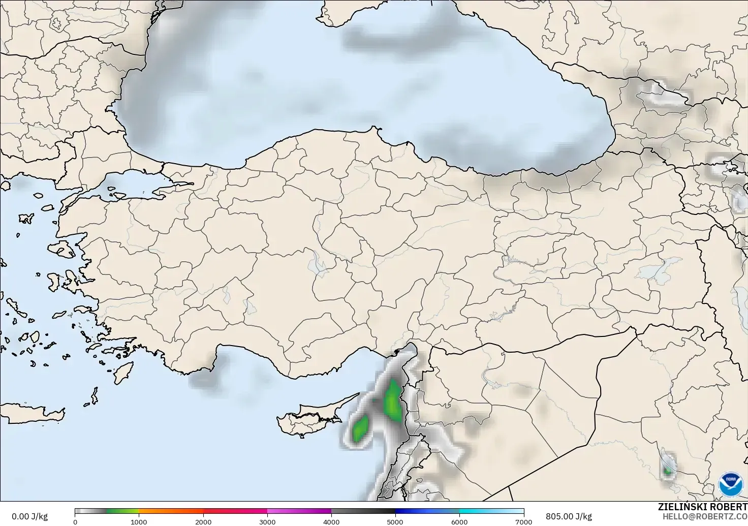 GFS modelo - Turquía, CAPE