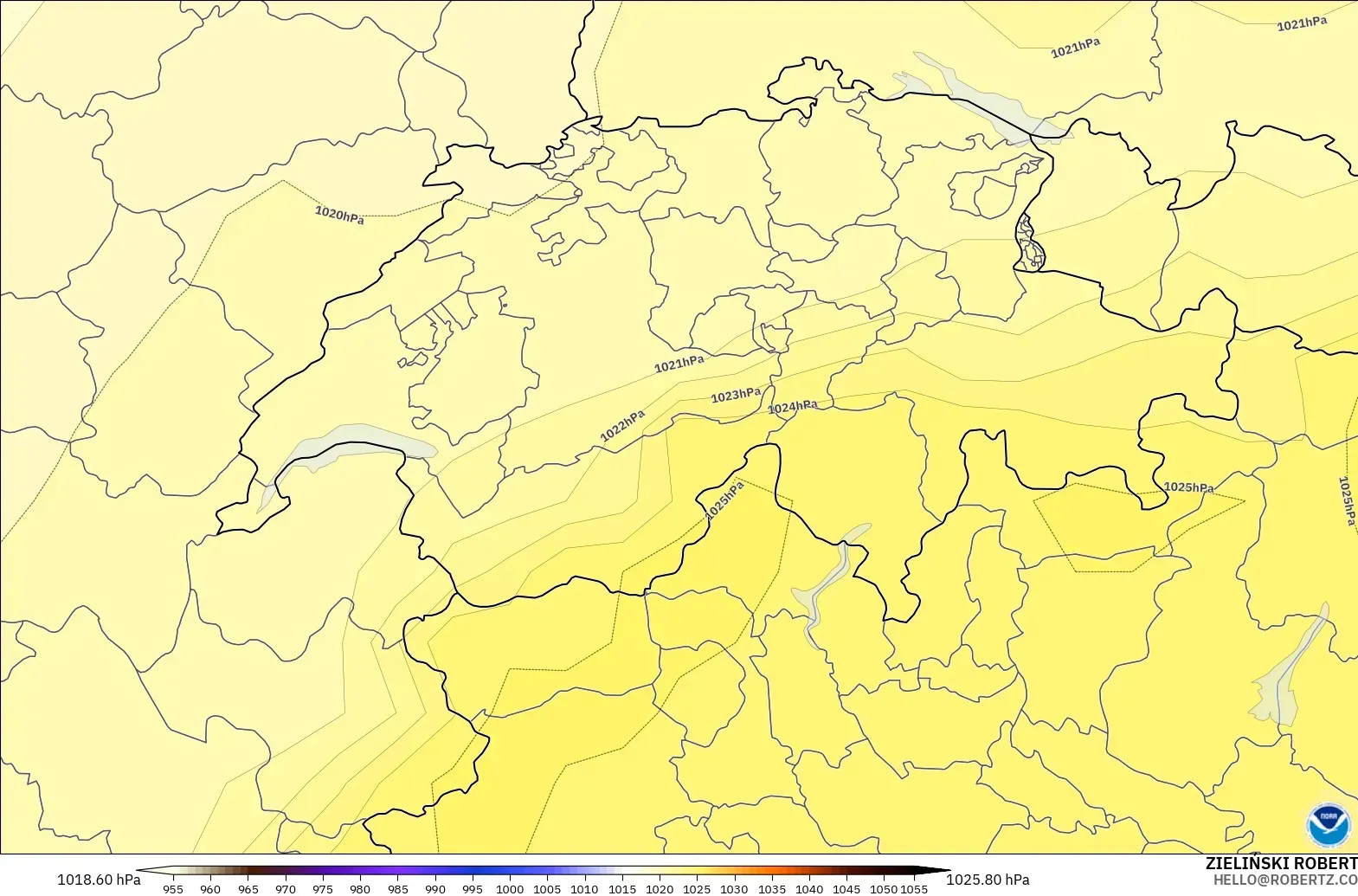 GFS modelo - Suiza, Presión