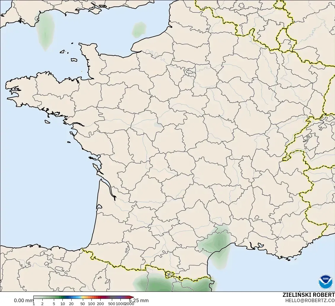 GFS modelo - Francia, Acumulación de precipitación
