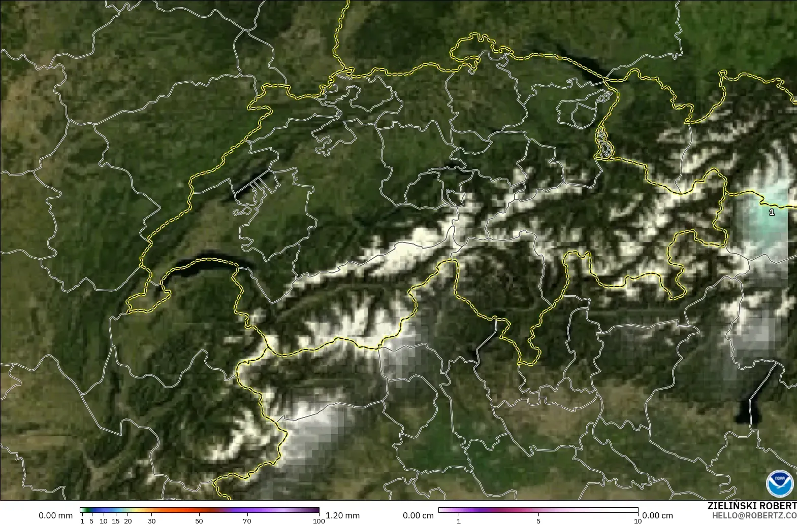 GFS modelo - Suiza, Precipitación, nubes y presión