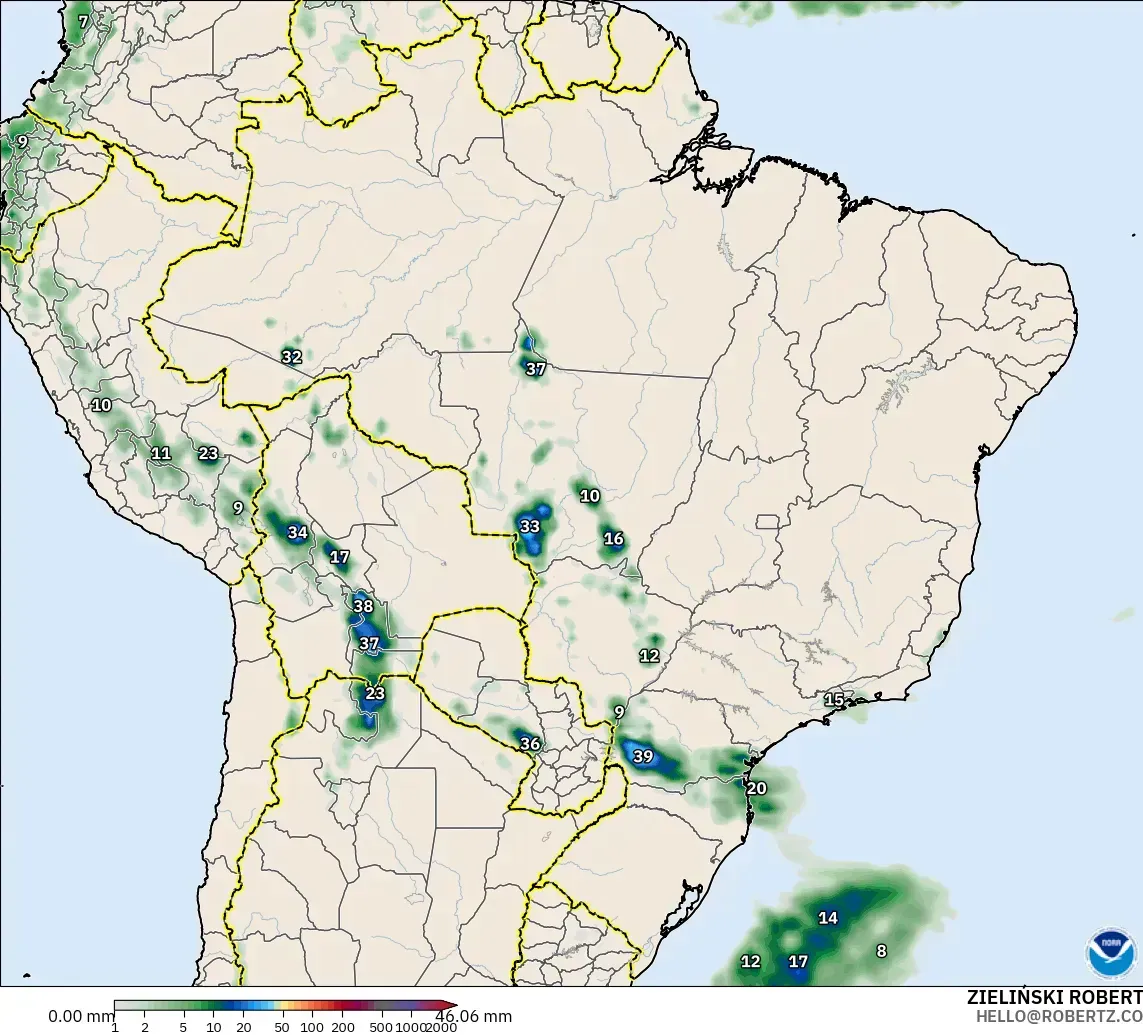 GFS modelo - Brasil, Acumulación de precipitación