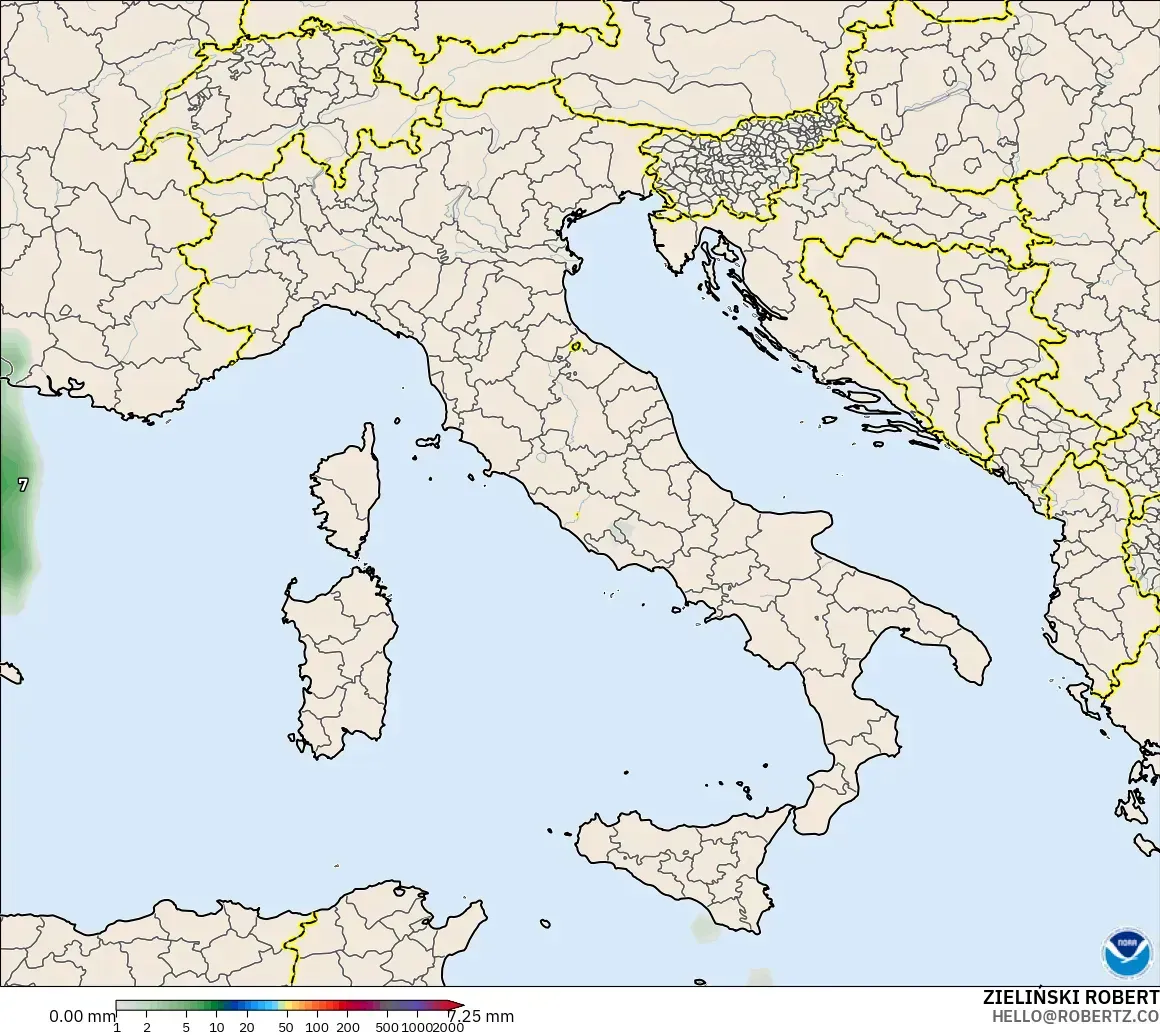 GFS modelo - Italia, Acumulación de precipitación