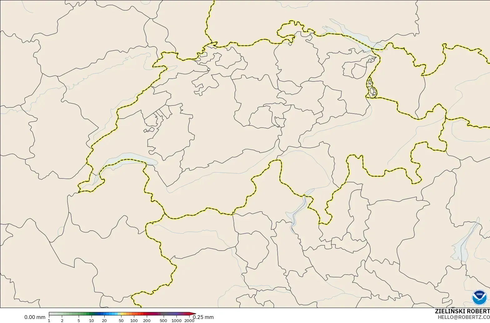 GFS modelo - Suiza, Acumulación de precipitación
