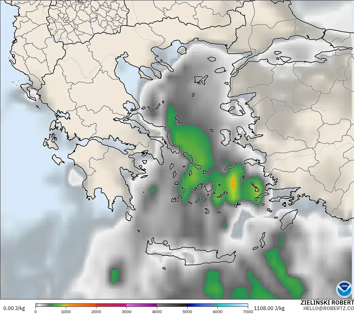 GFS modelo - Grecia, CAPE