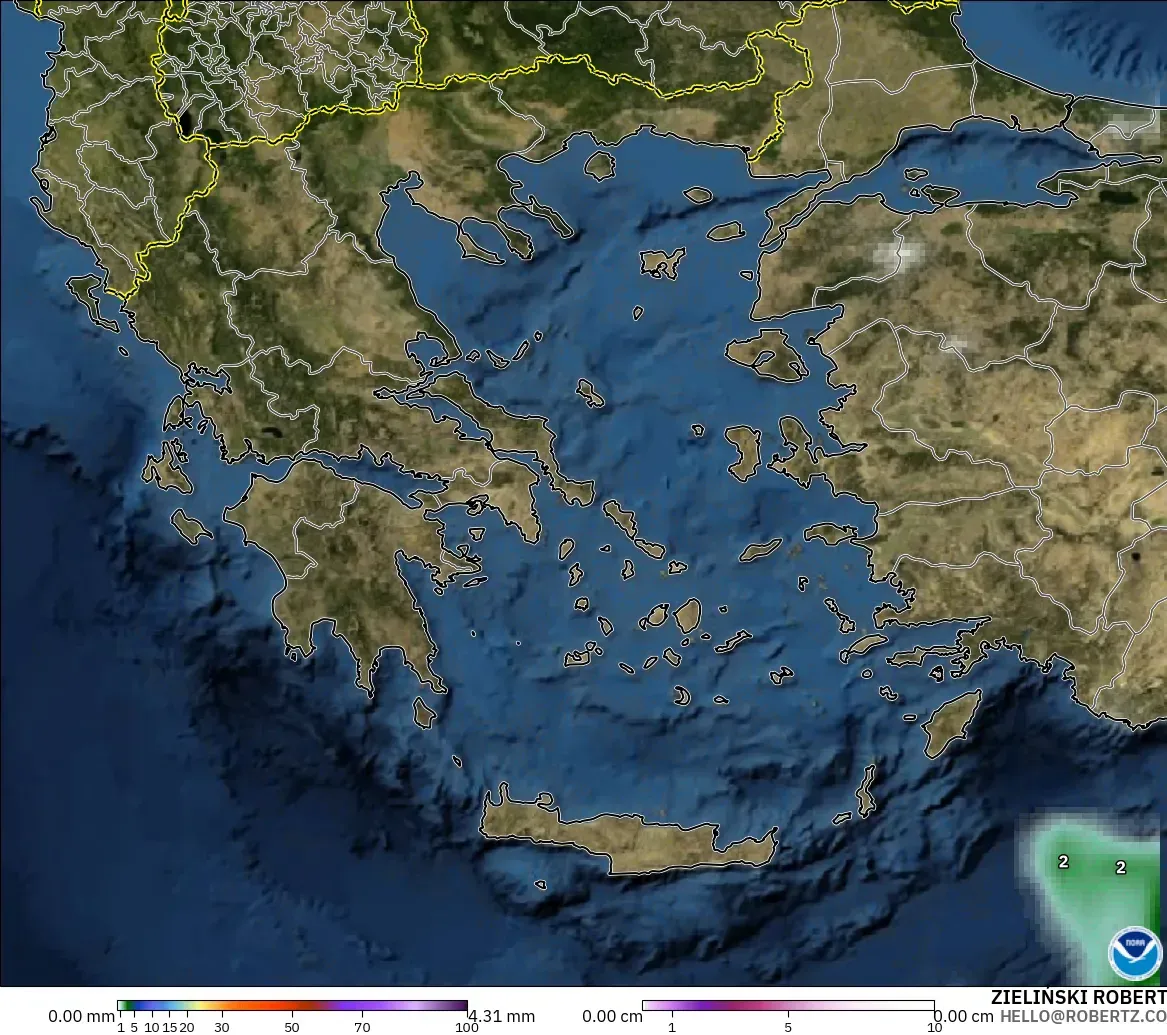 GFS modelo - Grecia, Precipitación, nubes y presión