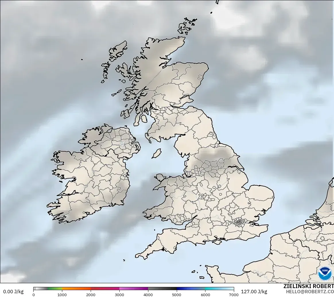 GFS modelo - Reino Unido, CAPE