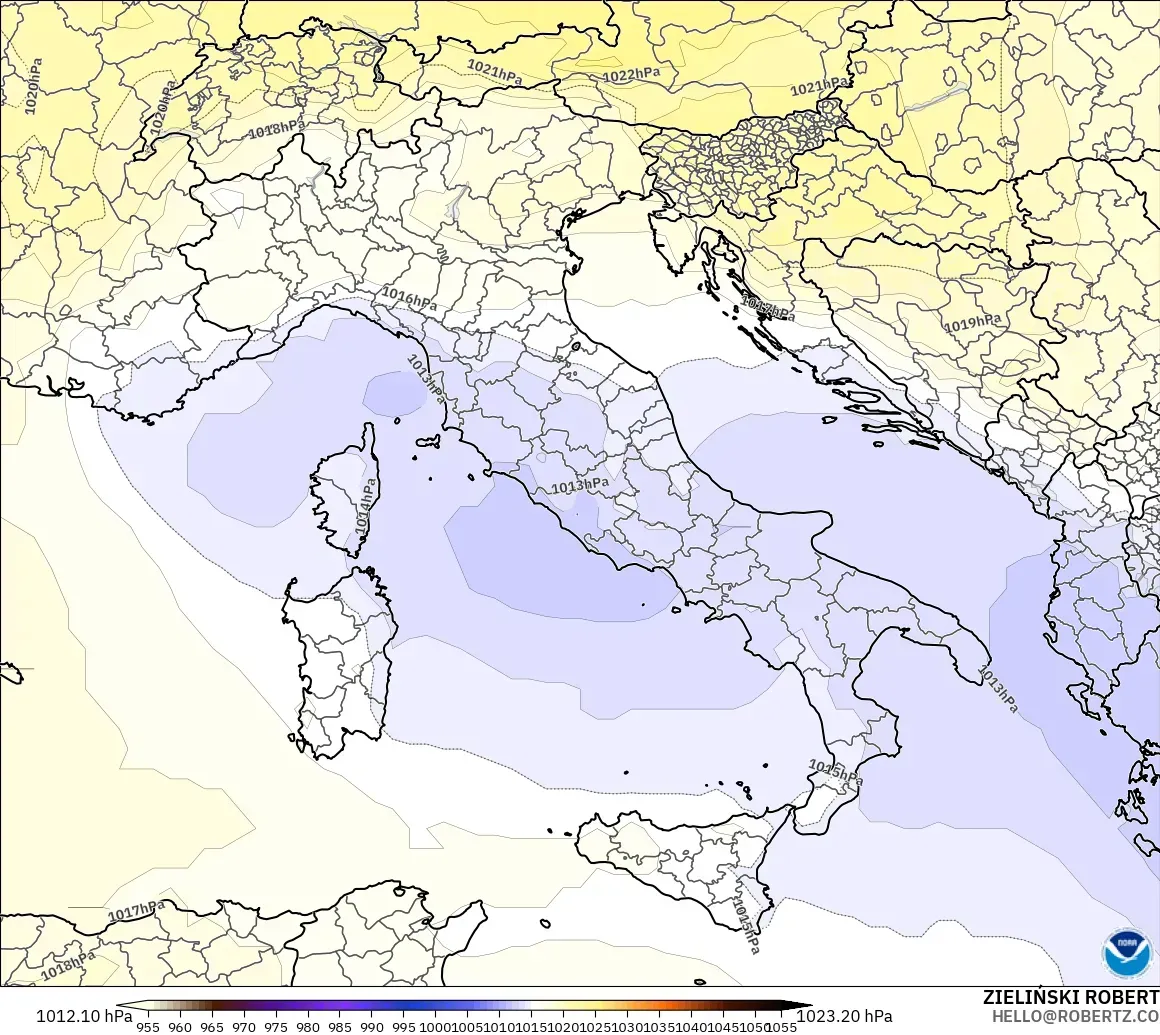GFS modelo - Italia, Presión