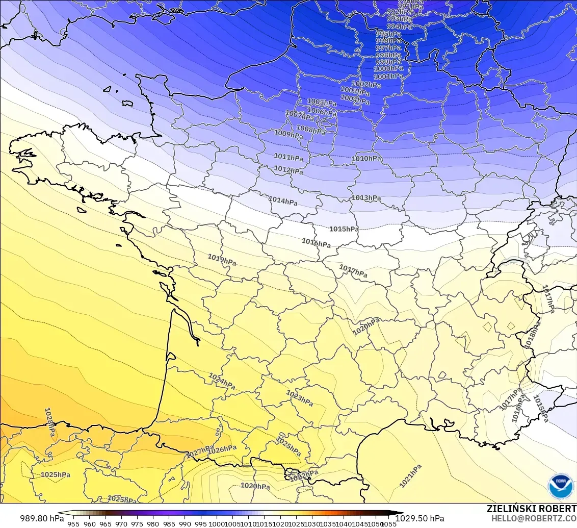 GFS modelo - Francia, Presión