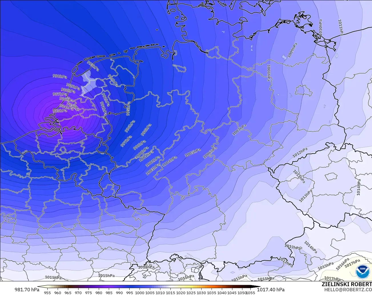 GFS modelo - Alemania, Presión