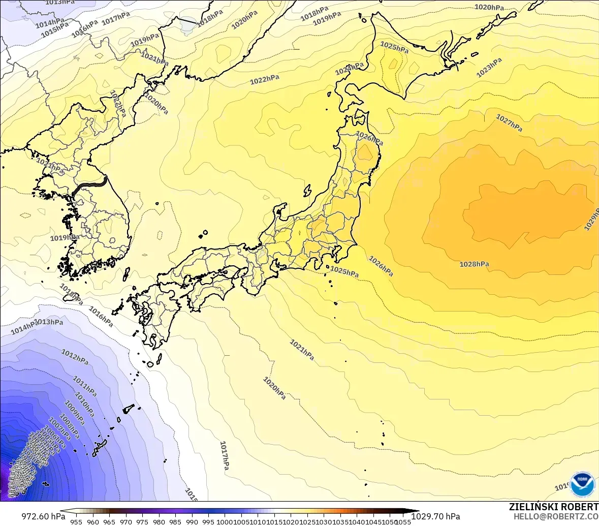 GFS modelo - Japón, Presión