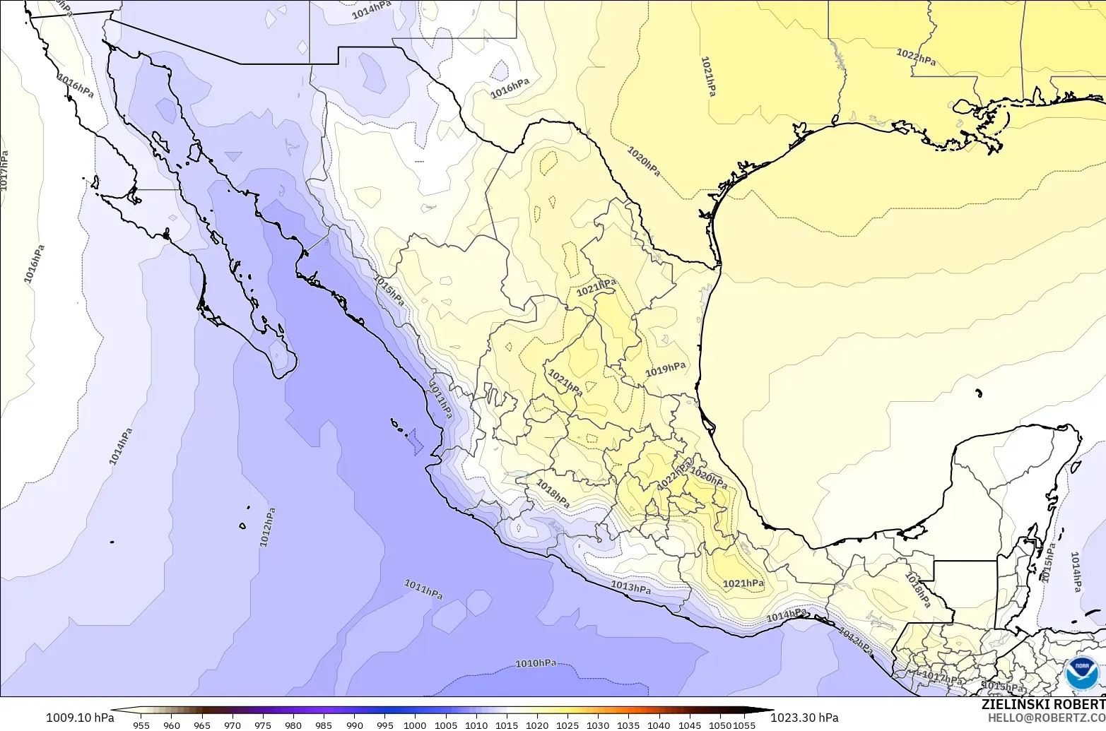 GFS modelo - México, Presión