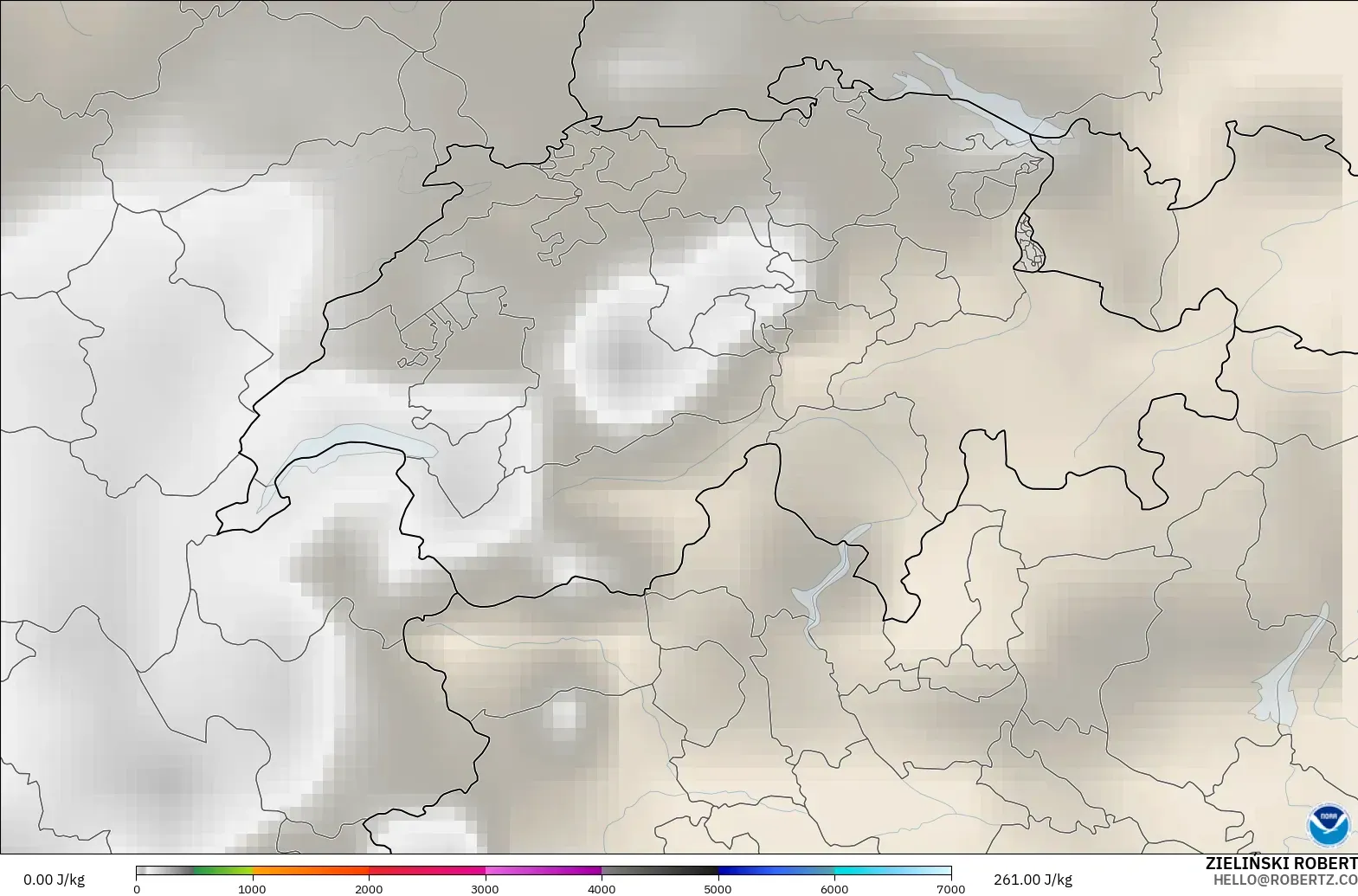 GFS modelo - Suiza, CAPE
