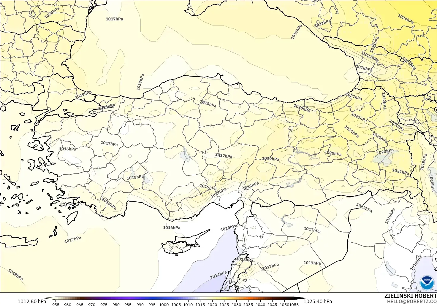 GFS modelo - Turquía, Presión