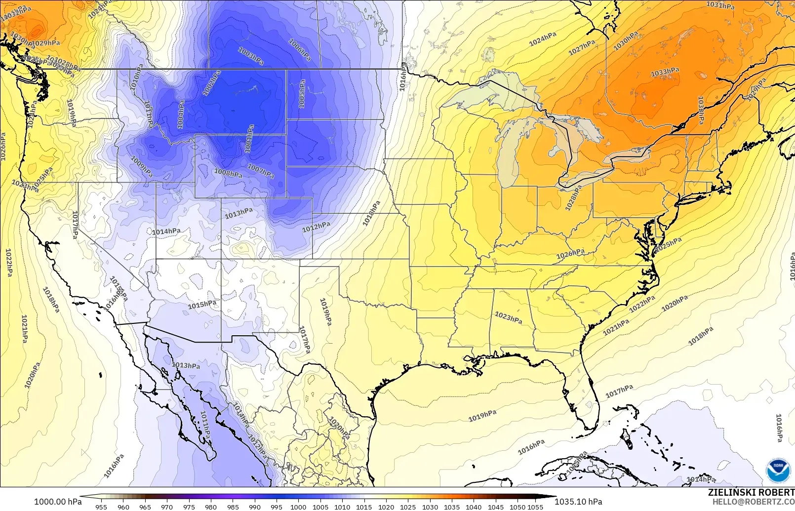 GFS modelo - Estados Unidos, Presión