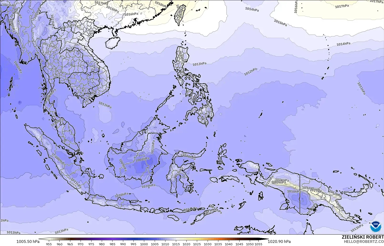 GFS modelo - Sudeste Asiático, Presión