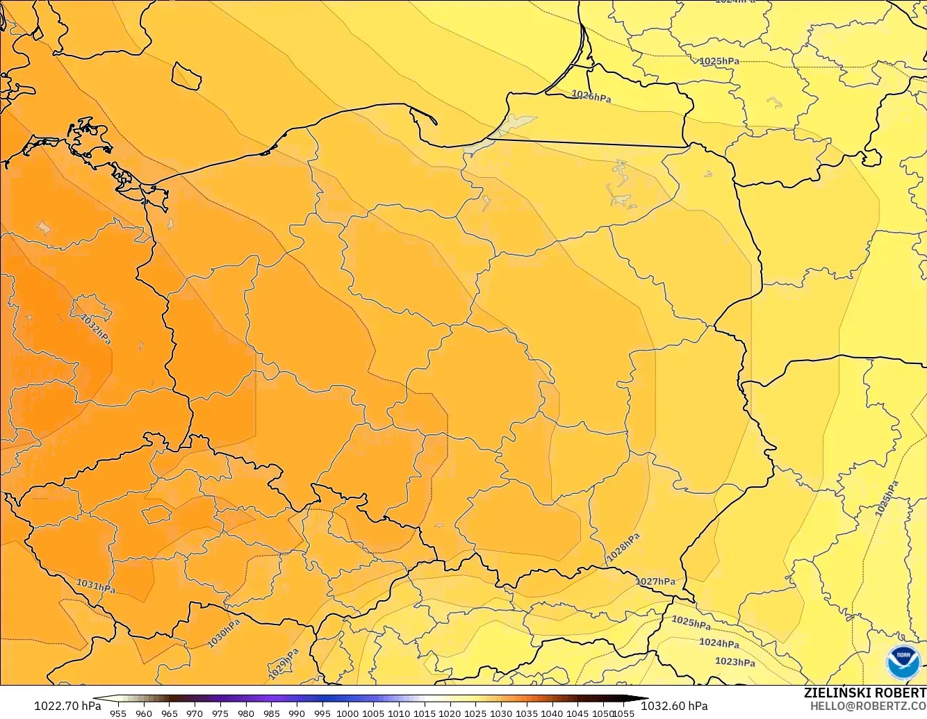 GFS modelo - Polonia, Presión