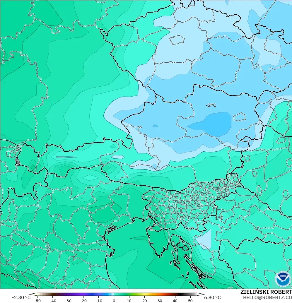 GFS modelo - Austria, Temperatura a 850 hPa