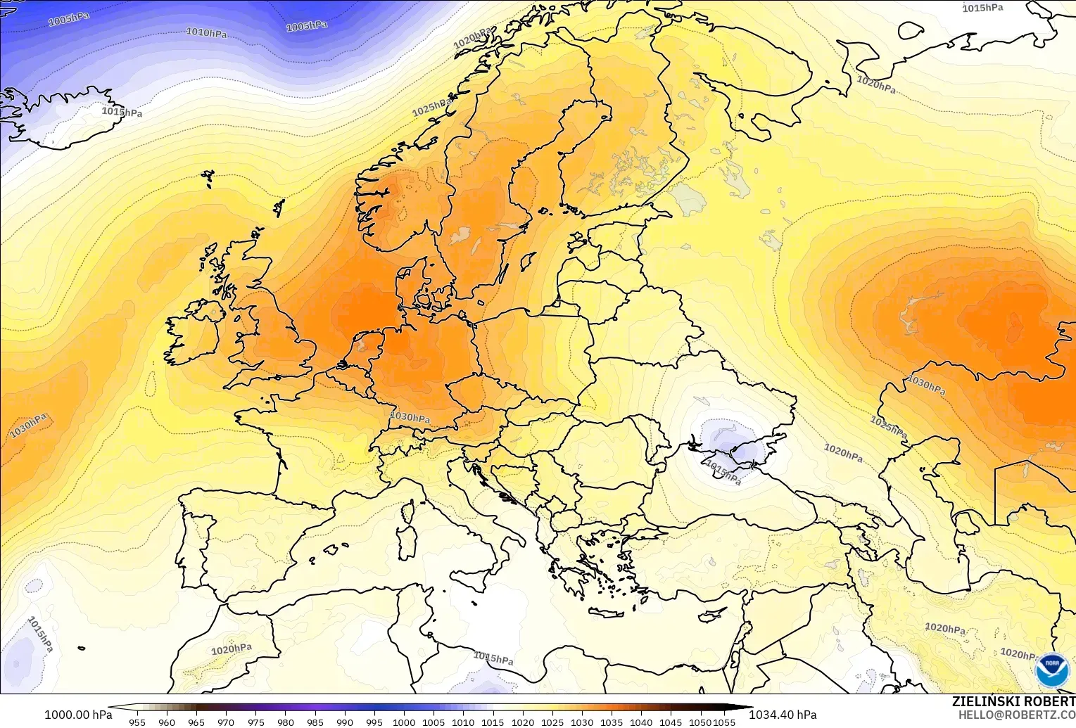 GFS modelo - Europa, Presión