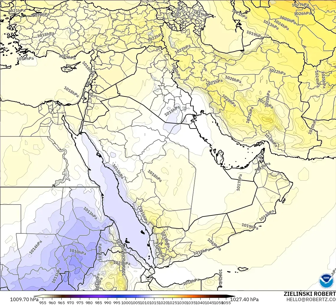 GFS modelo - Oriente Medio, Presión