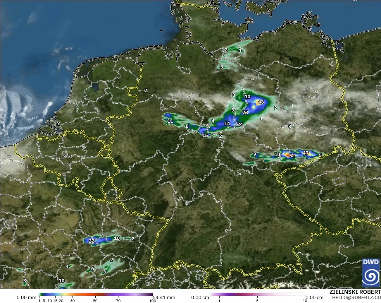 ICON Alemania 2 km modelo - Alemania, Precipitación, nubes y presión