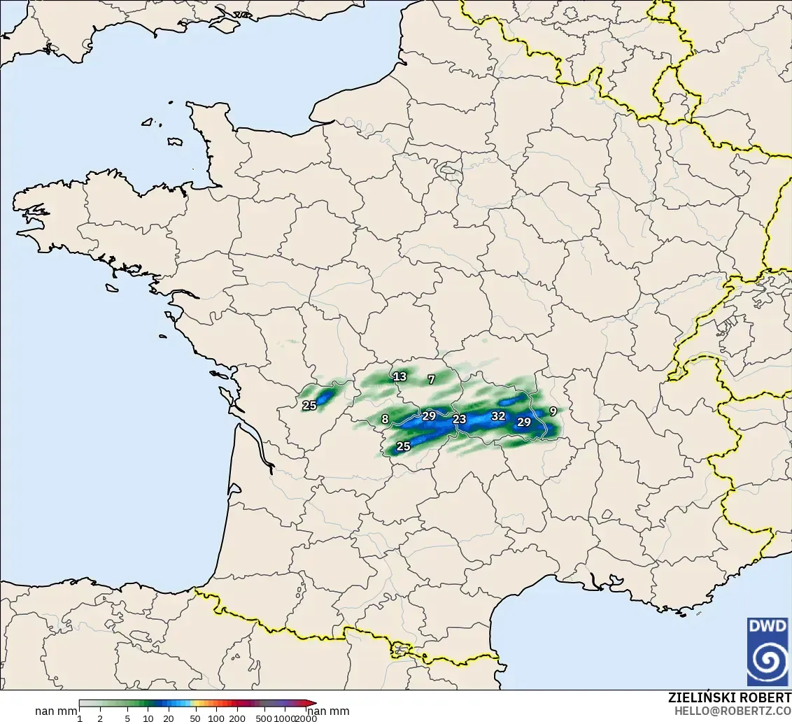 ICON Alemania 2 km modelo - Francia, Acumulación de precipitación