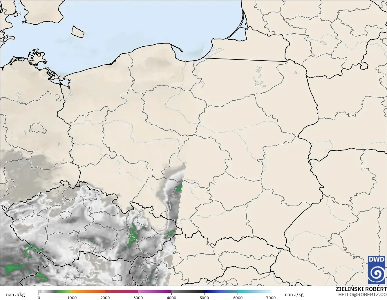 ICON Alemania 2 km modelo - Polonia, CAPE
