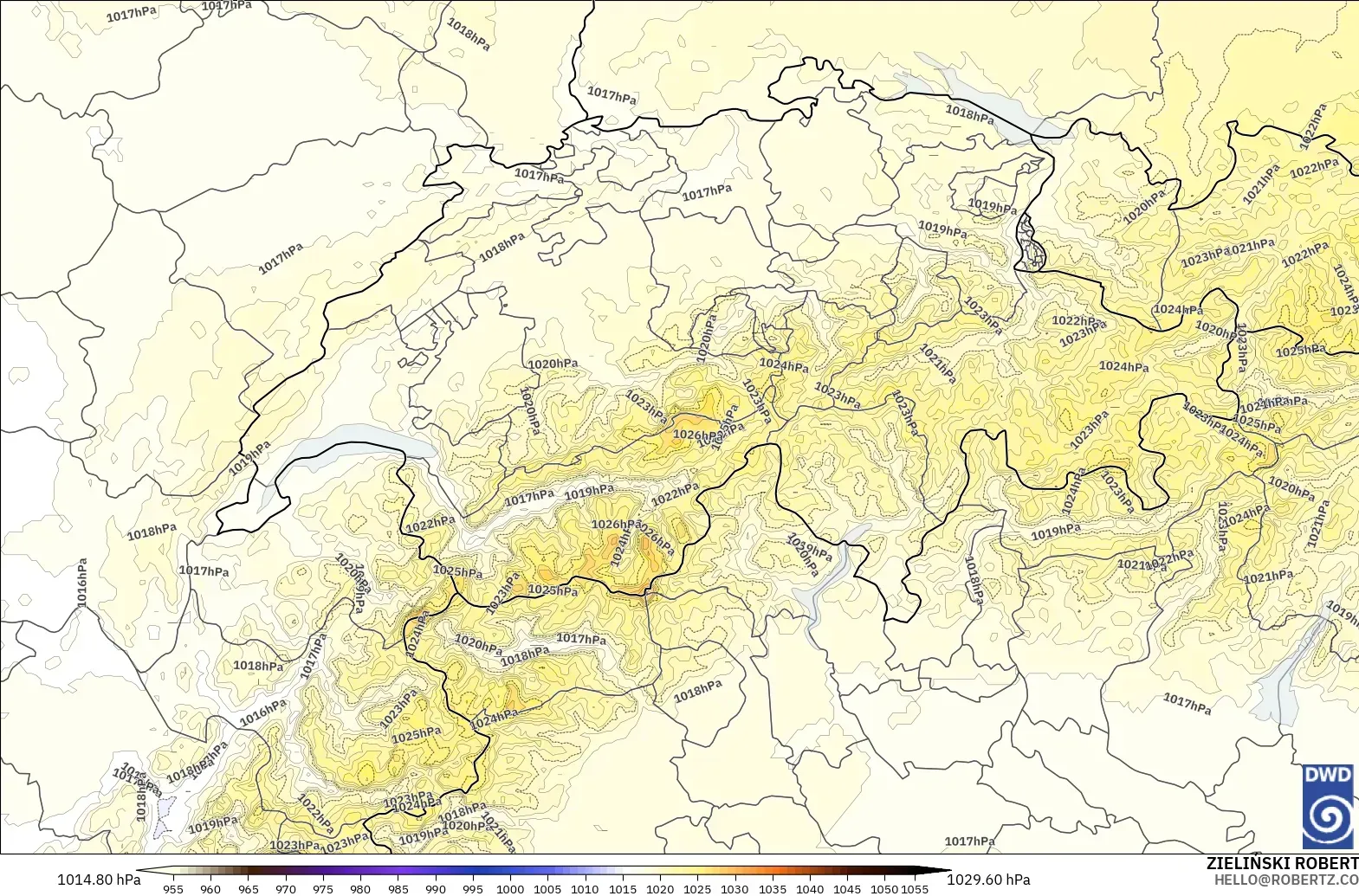 ICON Alemania 2 km modelo - Suiza, Presión