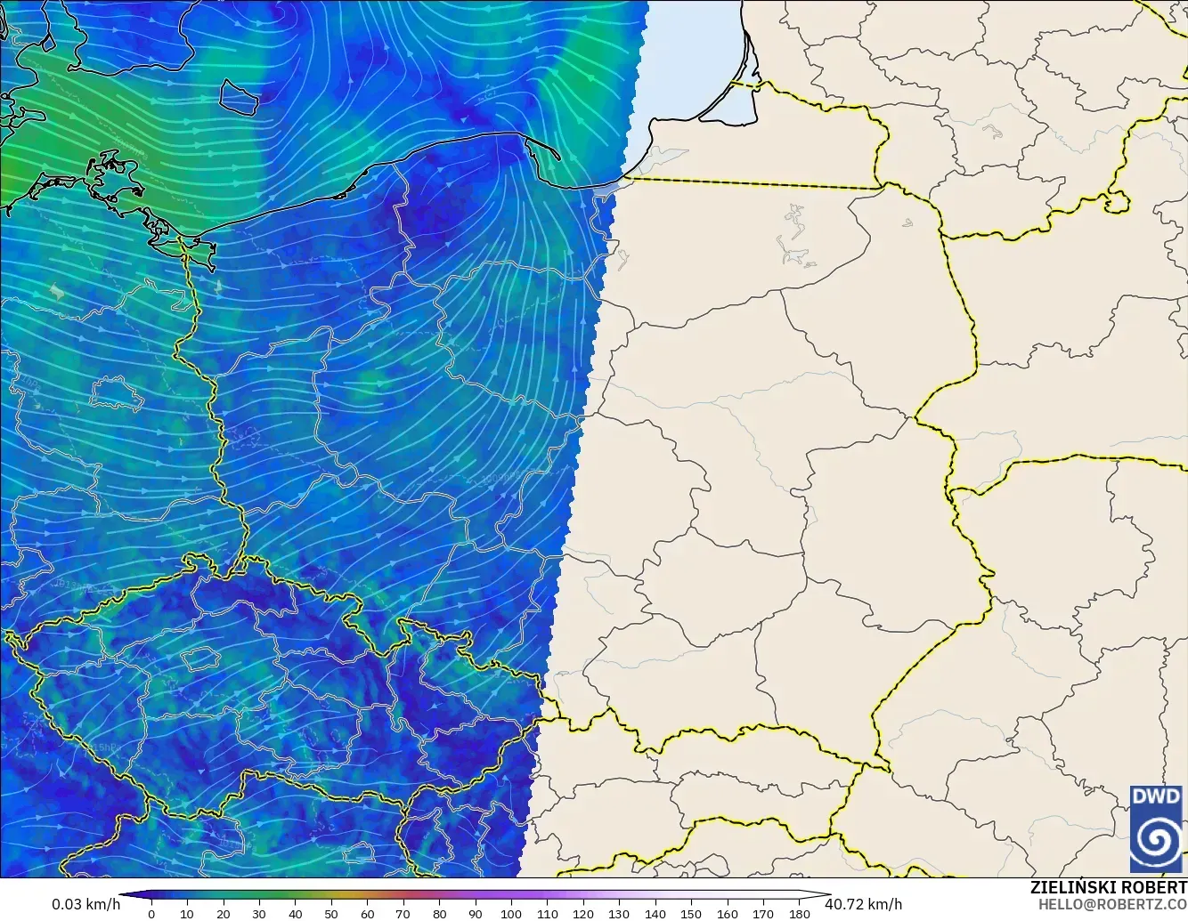 ICON Alemania 2 km modelo - Polonia, Viento a 10 m